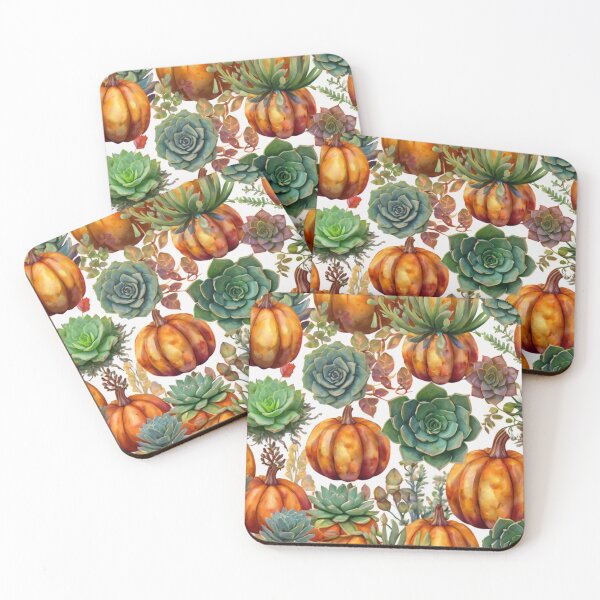 Item preview, Watercolor Thanksgiving Art, Faux Pumpkin with Succulents, 4K Facet Style designed and sold by santyj.