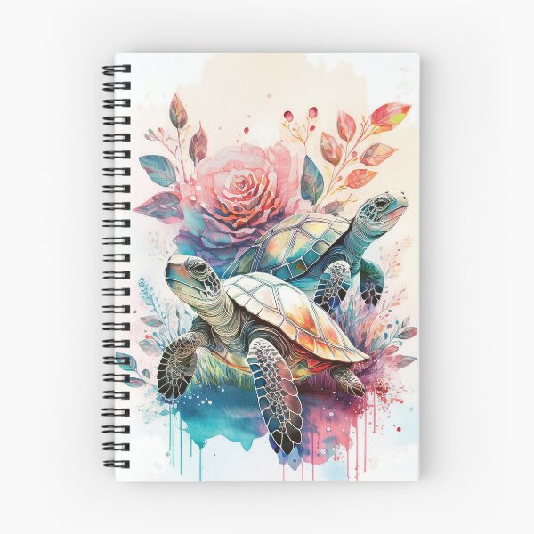 Item preview, Turtles in watercolor with florals, flowers and watercolour roses designed and sold by navitalidesign.