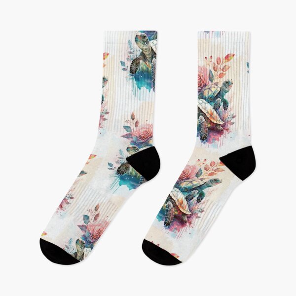 Item preview, Turtles in watercolor with florals, flowers and watercolour roses designed and sold by navitalidesign.