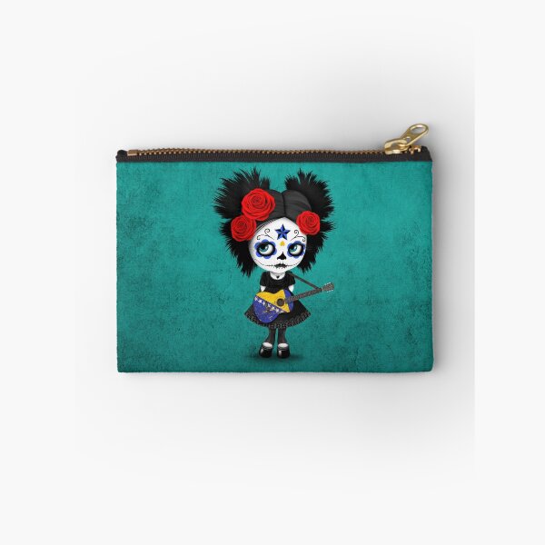 Item preview, Sugar Skull Girl Playing Bosnian Flag Guitar designed and sold by JeffBartels.