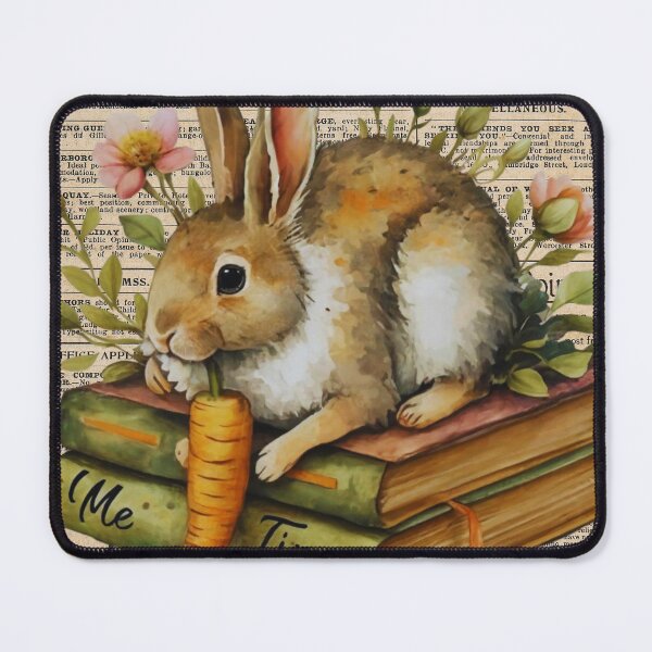 Item preview, Bookish Bunny Bliss on Vintage Newsprint designed and sold by Shalinistudio.