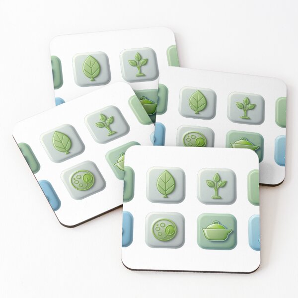 Item preview, Set, symbol design, eco green-blue food icons designed and sold by Creative88Art.