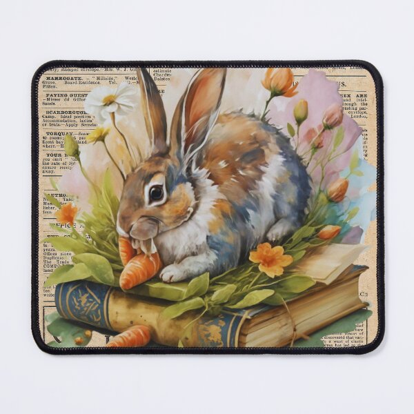 Item preview, Cute Bunny on Vintage Newsprint designed and sold by Shalinistudio.