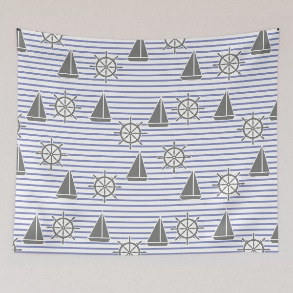 Item preview, Yacht on the waves - sea symbols /blue designed and sold by My-fake-places.
