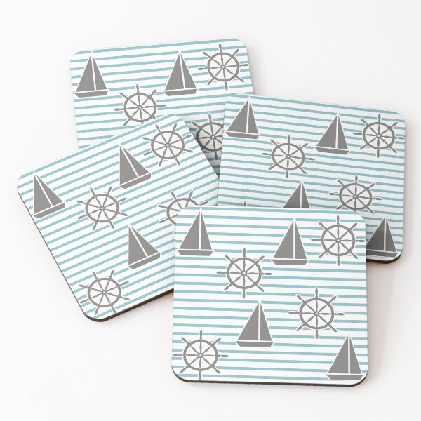 Item preview, Yacht on the waves - sea symbols / turquoise designed and sold by My-fake-places.