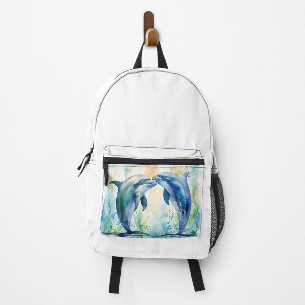 Item preview, 2032 Two adorable Dolphins facing each other watercolor designed and sold by Magic3D.