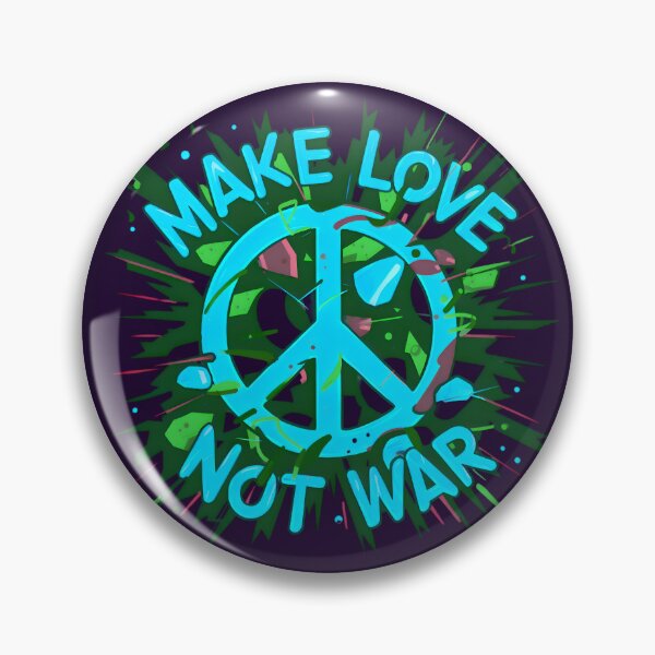 Hippy Print With A Peace Sign Quote Make Love Not War. Nostalgic Sticker Design In The Style Of 1960s, 1970s. 14213112 Vector Art At