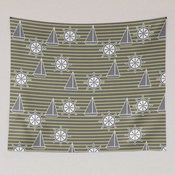 Item preview, Yacht on the waves - sea symbols / yellow designed and sold by My-fake-places.