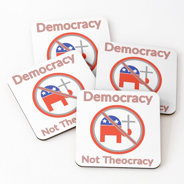 Item preview, Democracy not theocracy anti GOP design  designed and sold by Rachel the Artist .