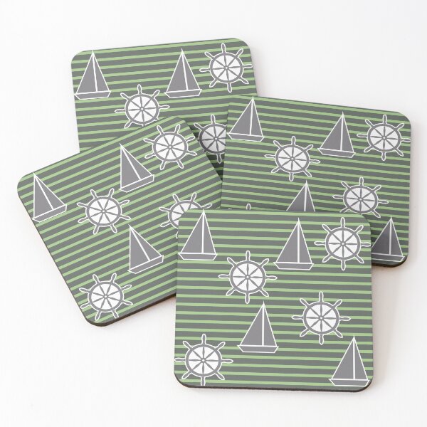 Item preview, Yacht on the waves - sea symbols / green designed and sold by My-fake-places.