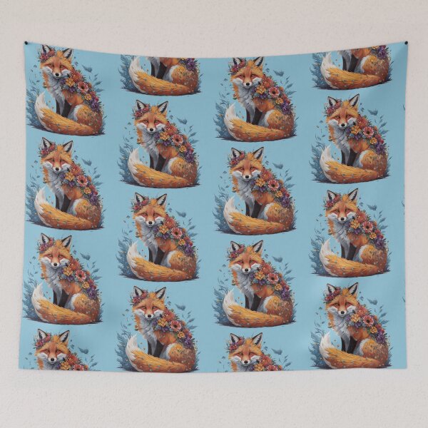Item preview, Floral Fox Serenity: A Vibrant Nature-Inspired Illustration designed and sold by MugsAndDuds.