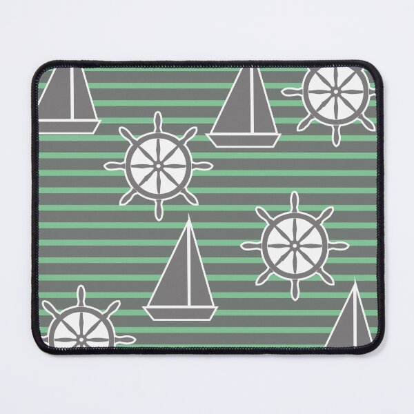 Item preview, Yacht on the waves - sea symbols / mint green designed and sold by My-fake-places.