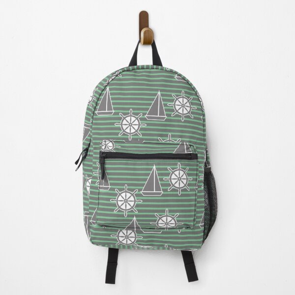 Item preview, Yacht on the waves - sea symbols / mint green designed and sold by My-fake-places.