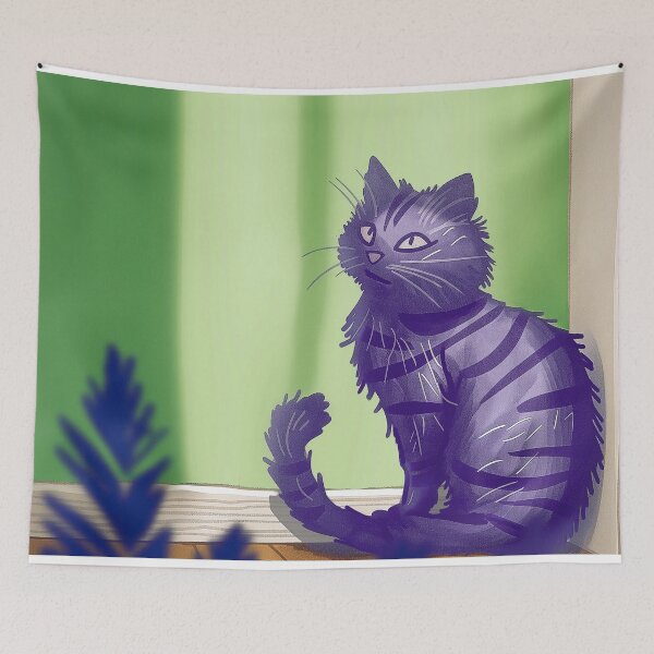Item preview, purple cat designed and sold by PricklyPeanut.