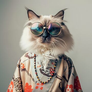 Artwork thumbnail, Ragdoll Cat, My Pet in Kimono by MonicaGoDesign