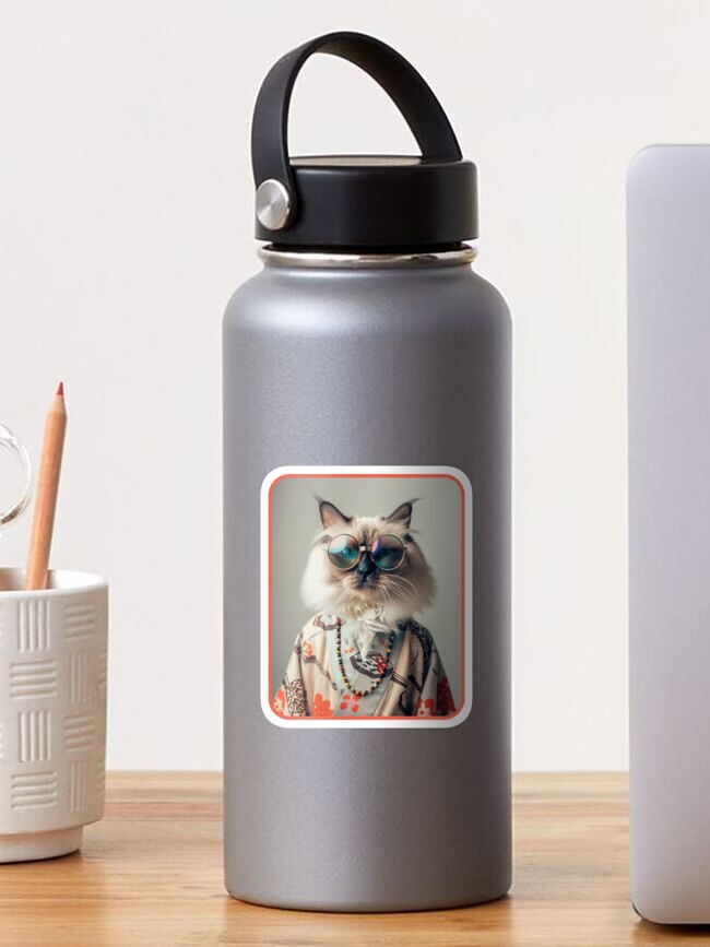 Thumbnail 1 of 3, Sticker, Ragdoll Cat, My Pet in Kimono designed and sold by MonicaGoDesign.
