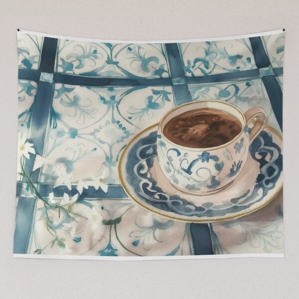 Item preview, blue tea cup designed and sold by PricklyPeanut.