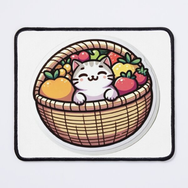 Item preview, Cute Cat in a Basket of Fruits designed and sold by Stickers-4-Fun.