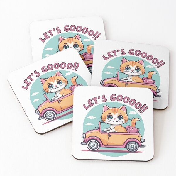 Item preview, "Let's Go!" Cute Cat Driving a Car designed and sold by LemonHorse.