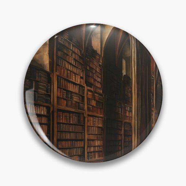 Item preview, Medieval Library Oil Painting Gothic Arches & Candlelight designed and sold by PastCanvas.