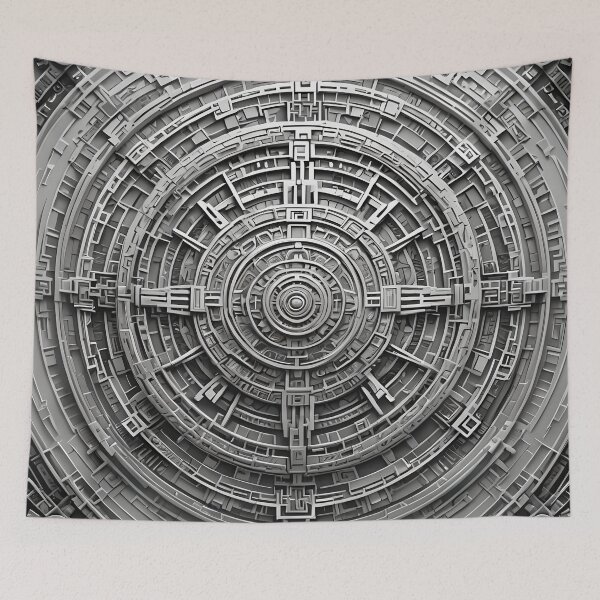 Item preview, Monochromatic Technological Mandala designed and sold by MandalasShops.