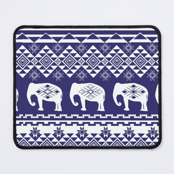 Item preview, Ethnic White blue Thai Elephant Seamless Pattern designed and sold by Alynek-Design.