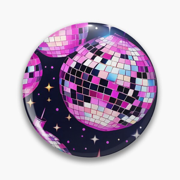 Item preview, Abstract Cosmic Hot Pink Disco Ball Pattern on Black Starry Background for Whimsical Decor designed and sold by kathrynchill.