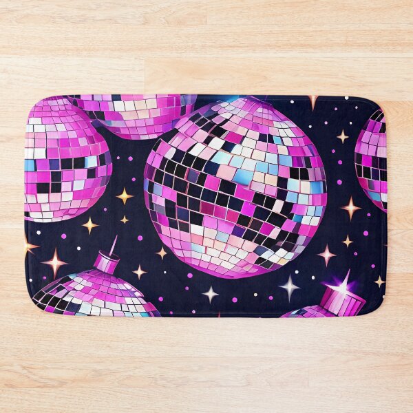 Item preview, Abstract Cosmic Hot Pink Disco Ball Pattern on Black Starry Background for Whimsical Decor designed and sold by kathrynchill.