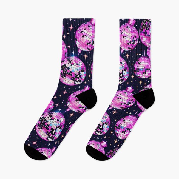 Item preview, Abstract Cosmic Hot Pink Disco Ball Pattern on Black Starry Background for Whimsical Decor designed and sold by kathrynchill.