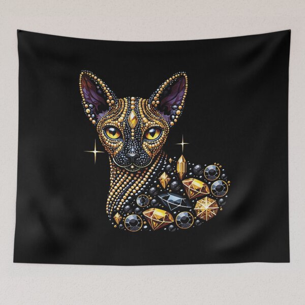 Item preview, Regal Sphynx Cat Adorned in Sparkling Jewels - Luxurious Feline Elegance Art designed and sold by Nibble & Doodle.