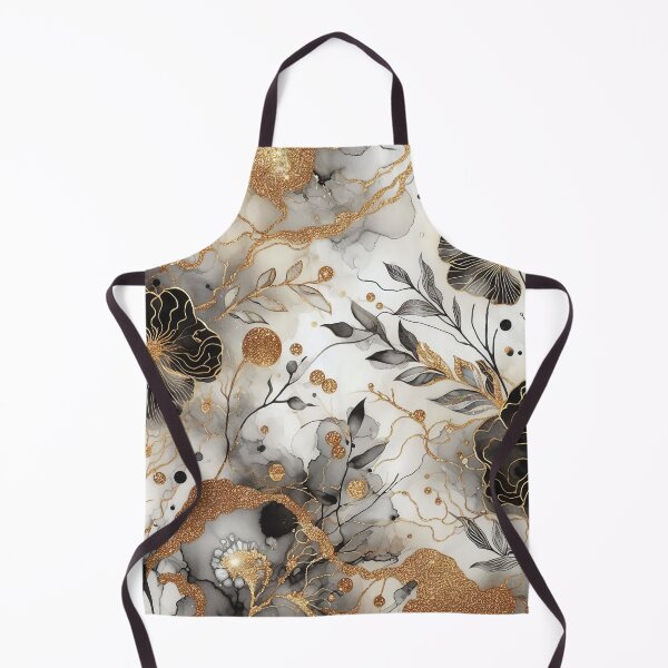 Item preview, MW Alcohol Ink Black Grey Gold - Flowers & Leaves 2.7 designed and sold by Mermaid's Whimsy.