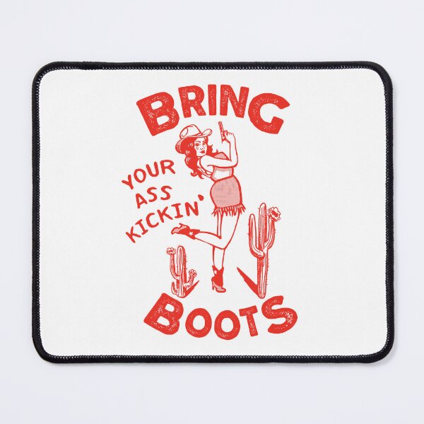 Item preview, Bring Your Ass Kicking Boots! Cool Retro Cowgirl With A Gun- A Great Gift Idea For Women! designed and sold by The Whiskey Ginger Design Shop.