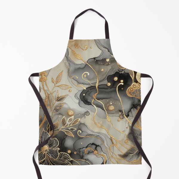 Item preview, MW Alcohol Ink Black Grey Gold - Mushrooms & Leaves 2.9 designed and sold by Mermaid's Whimsy.