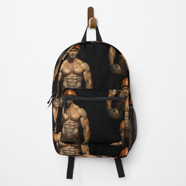 Item preview, Construction Worker Oil Painting Super Handsome Muscular Man designed and sold by bearslover.