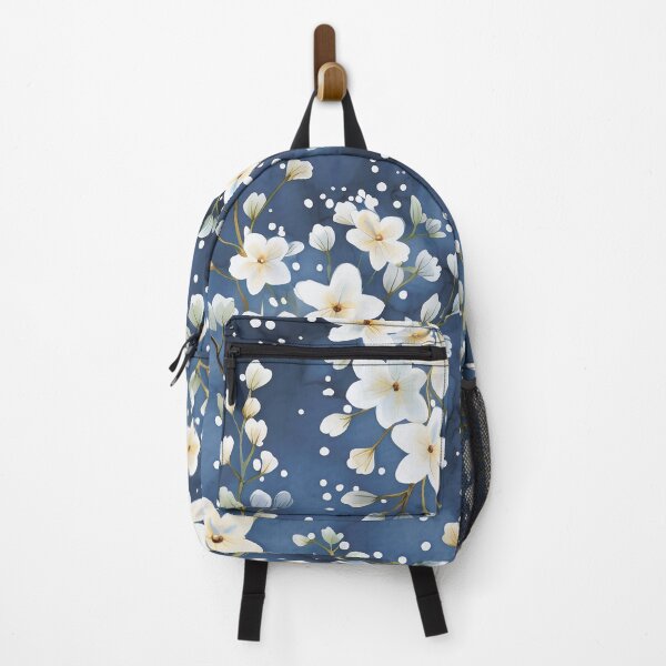 Item preview, Floral pattern. White flowers on a blue background.Field flowers designed and sold by MagelliShop.