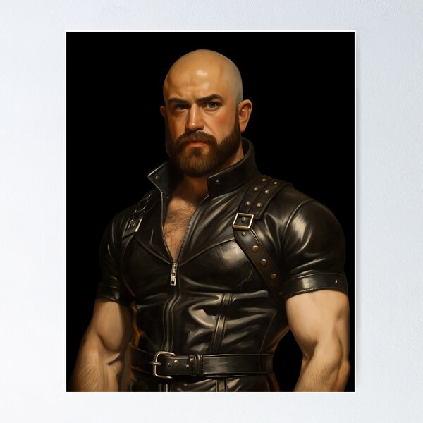 Item preview, Leather Daddy Oil Painting Very Handsome Gay Bear Man designed and sold by bearslover.
