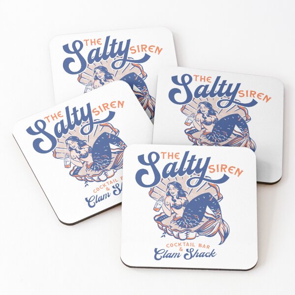 Item preview, The Salty Siren Cocktail Bar & Clam Shack. Cute Retro Mermaid Travel Art designed and sold by The Whiskey Ginger Design Shop.