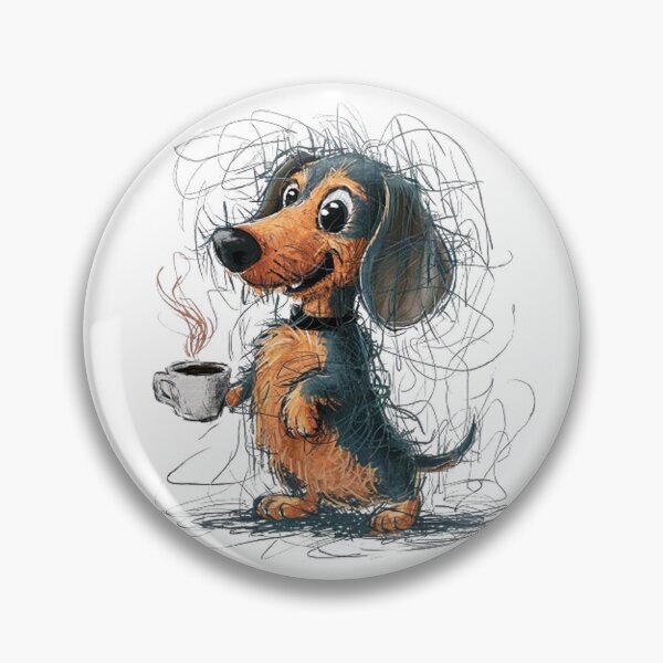 Item preview, Charming Dachshund Puppy: Coffee Cup Whimsical Sketch designed and sold by SellingWSarah17.