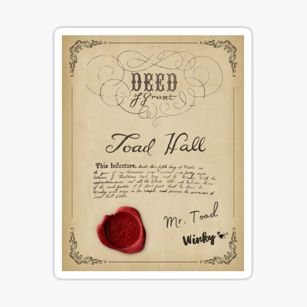 Toad Hall Deed Sticker