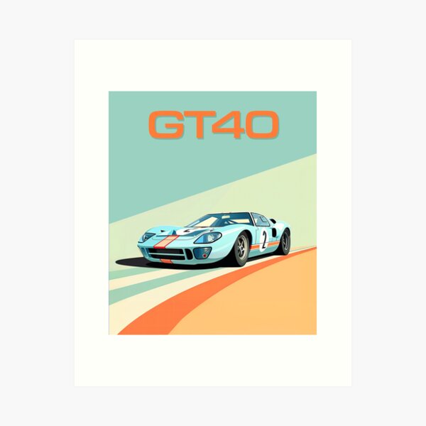 Item preview, 1965 Ford GT40 Racer illustration designed and sold by blackdogshop.