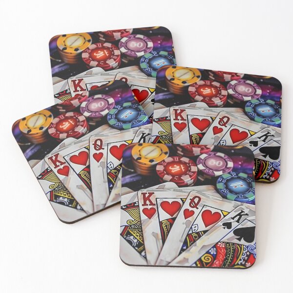 Item preview, Fan of Playing Cards with Queens and Kings - Colorful Poker Chips Suggesting Lively Casino or Home Poker designed and sold by OlfactoART Studio.