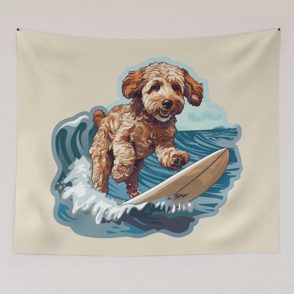Artikelvorschau, Surfender Labradoodle entworfen und verkauft von VelvetRoom.
