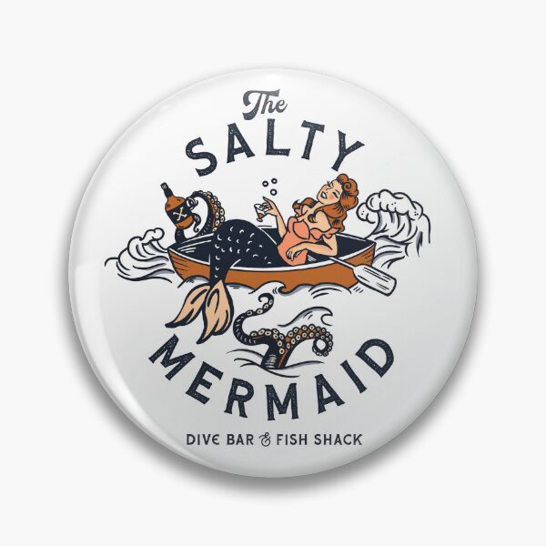 Artikelvorschau, „The Salty Mermaid Dive Bar & Fish Shack“ Cooles Retro-Meerjungfrau-Reisedesign entworfen und verkauft von The Whiskey Ginger Design Shop.