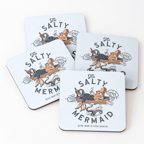 Item preview, "The Salty Mermaid Dive Bar & Fish Shack" Diseño retro de viaje de sirena designed and sold by The Whiskey Ginger Design Shop.