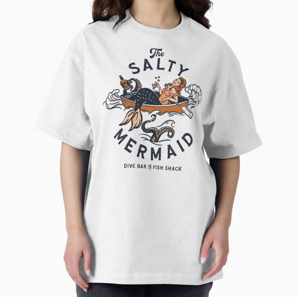 Item preview, "The Salty Mermaid Dive Bar & Fish Shack" Cool Retro Mermaid Travel Design designed and sold by The Whiskey Ginger Design Shop.