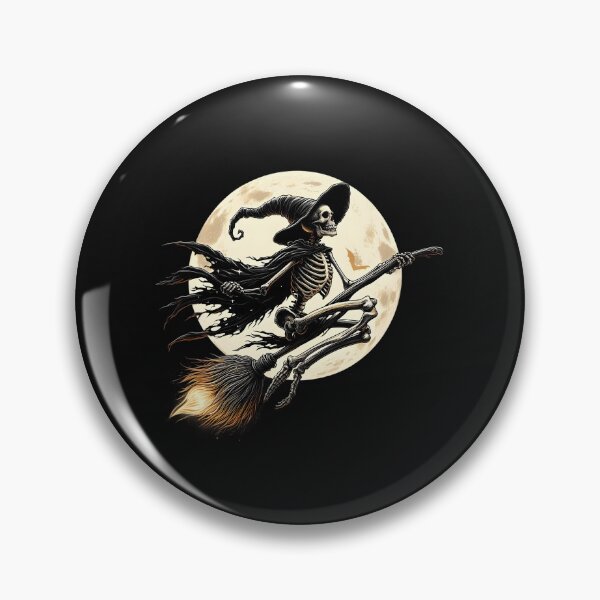 Item preview, Skeleton Witch Halloween Riding Broomstick Creepy designed and sold by clothesy7.
