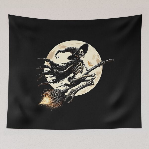 Item preview, Skeleton Witch Halloween Riding Broomstick Creepy designed and sold by clothesy7.