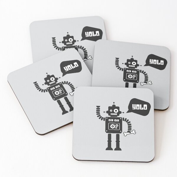 Item preview, YOLO Robot holding a bone waving Black and white HD HIGH QUALITY ONLINE STORE designed and sold by bard-art.