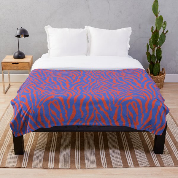 Aperçu de l'œuvre Motif imprimé zèbre bleu vif et rouge orange créée et vendue par MindFulStudios.