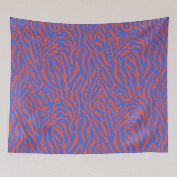 Item preview, Bold Blue and Red Orange Zebra Print Pattern designed and sold by MindFulStudios.